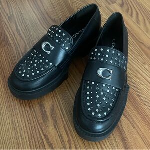 Coach black studded loafers
